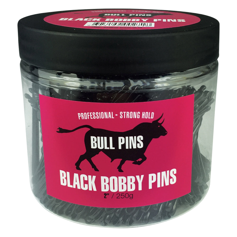 Bull Bobby Pins - Heavy Duty Super Strong Black  250g Tub