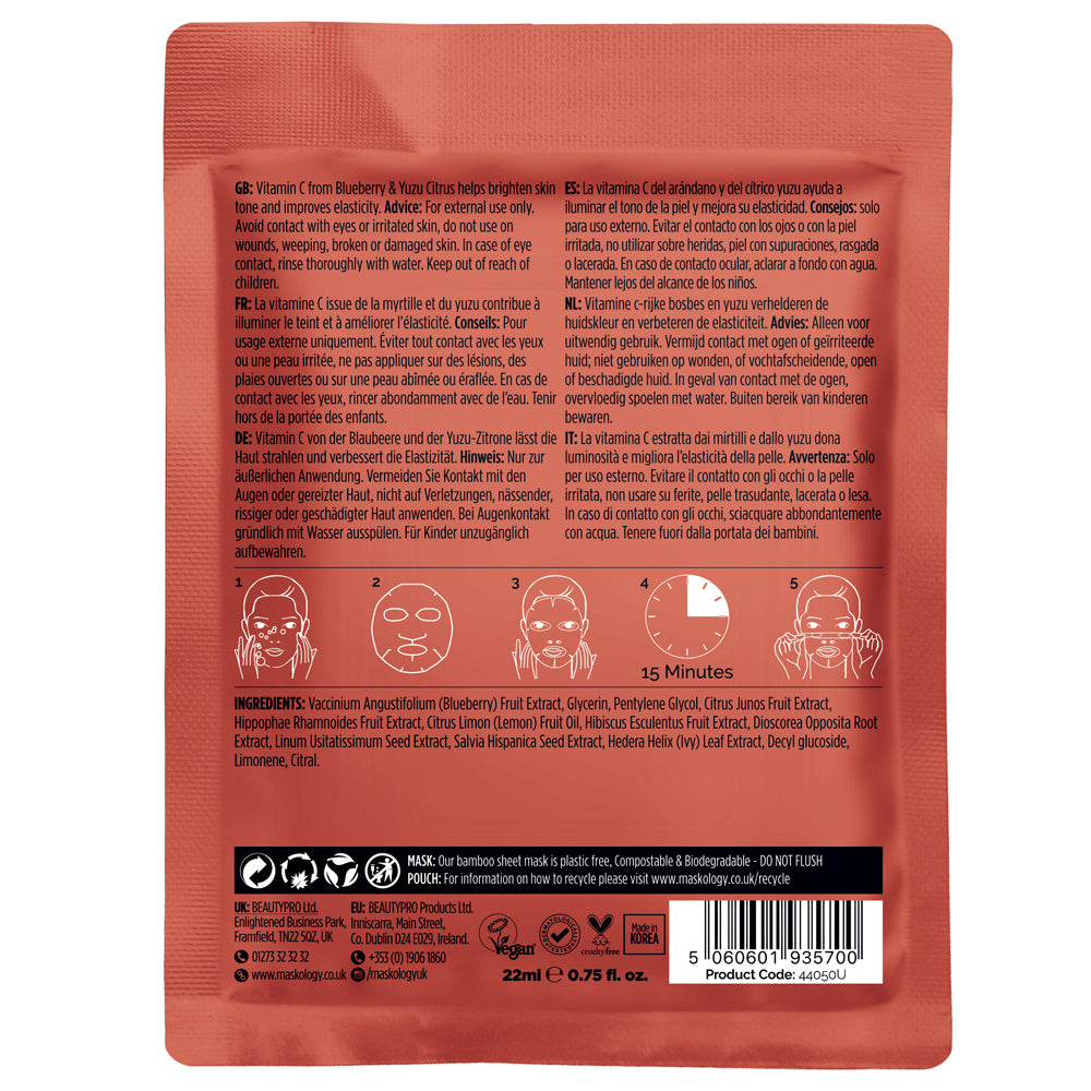 Maskology VITAMIN C Professional Facial Sheet Mask - 1 x Single Sachet
