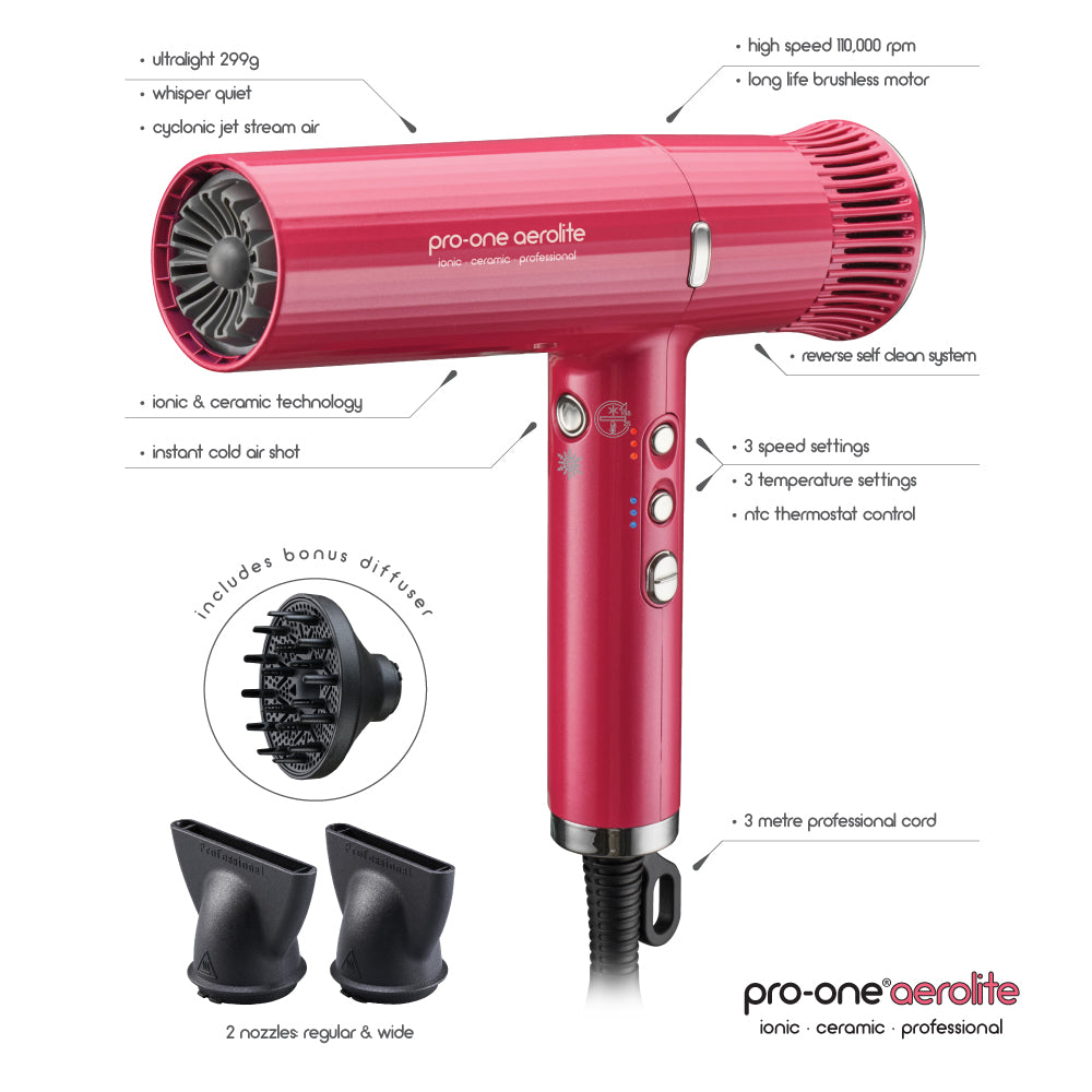 Pro-One Aerolite Hairdryer - Pink Diamond