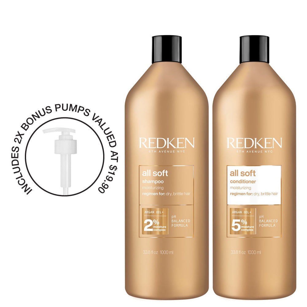 REDKEN All Soft Litre Duo – Moisturising Shampoo & Conditioner with Ar ...
