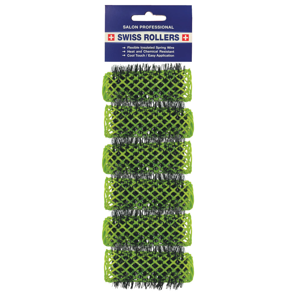 Original Swiss Brush Rollers 25mm  Green (6 per pack)