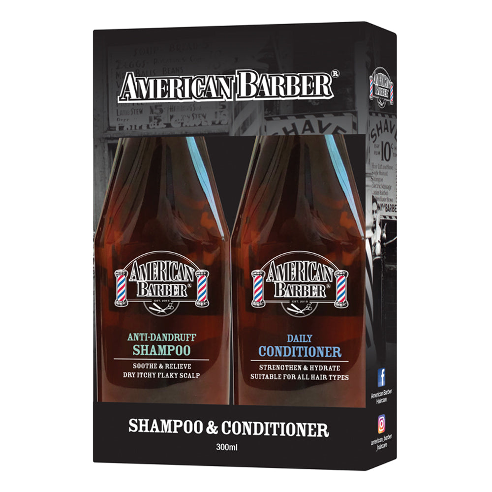 American Barber Anti Dandruff Shampoo & Conditioner 300ml Duo