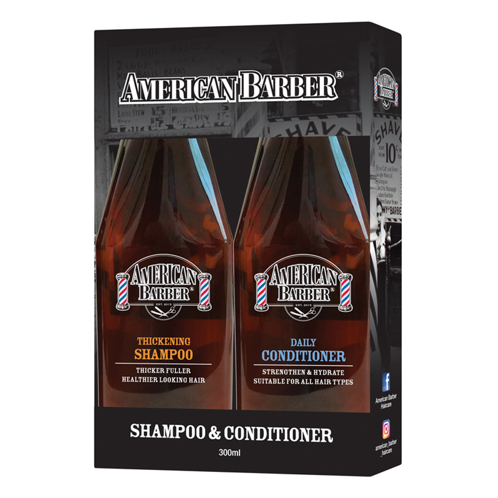 American Barber Thickening Shampoo & Conditioner 300ml Duo