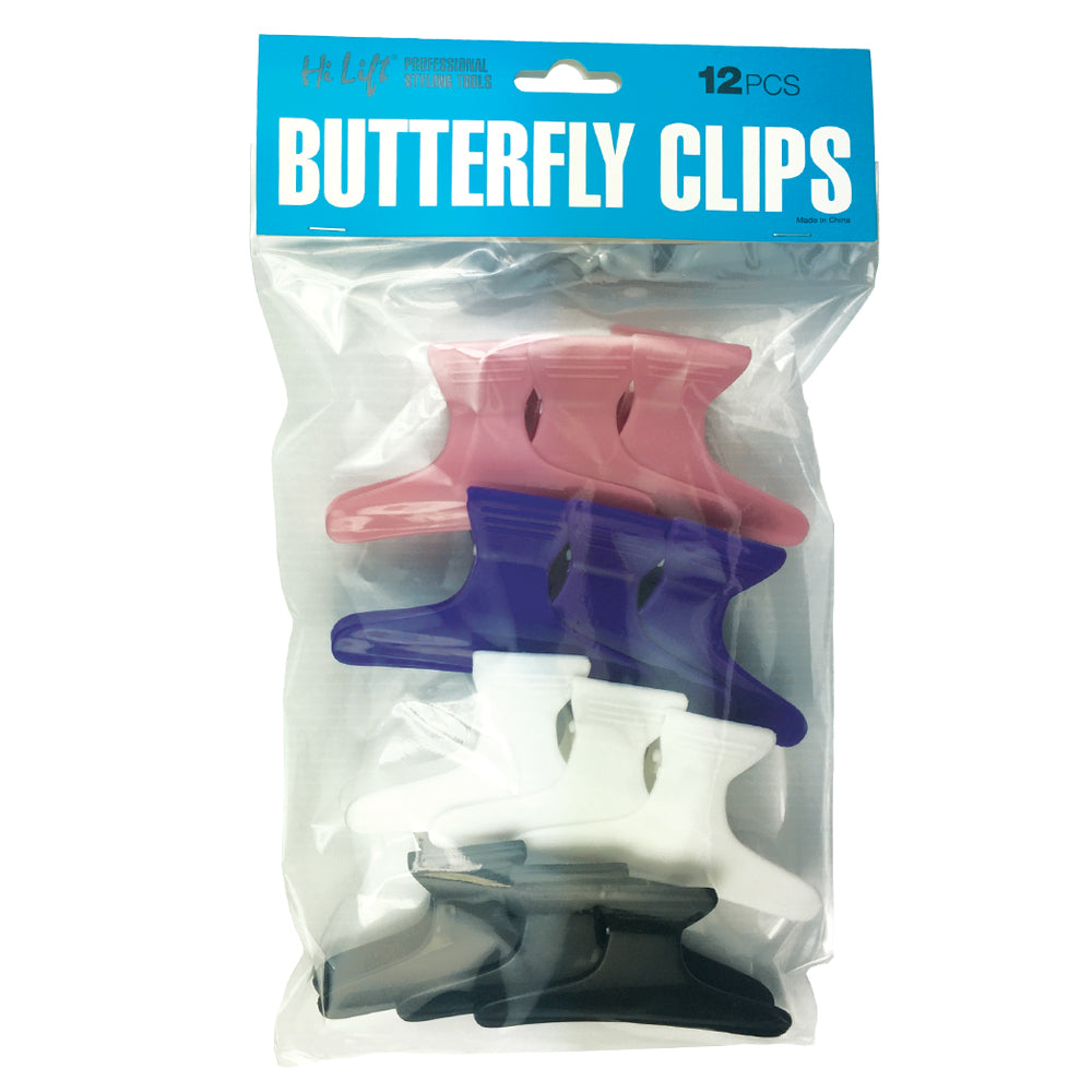 Butterfly Clips Assorted colours  12 Pieces