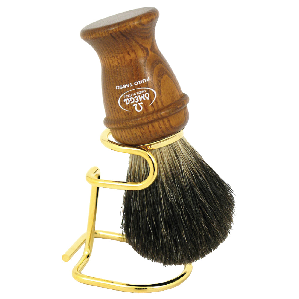 Omega Wooden Handle with Stand  100% Pure Badger Bristles #6191T