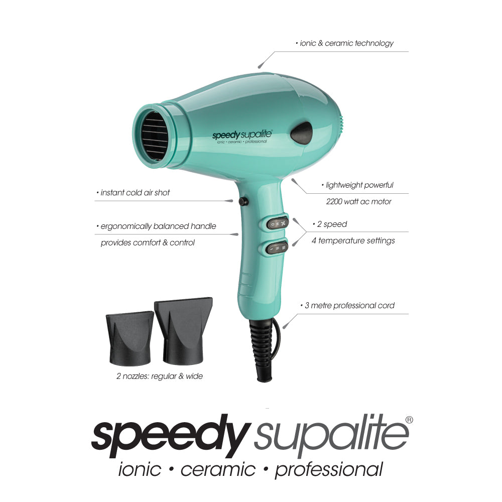 Speedy Supalite Ionic & Ceramic Professional Hairdryer - Tiff Blue